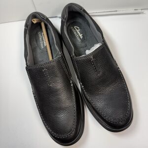 Clark’s Men’s Cordell Free Leather Slip-On Shoes In Black New Sz 10 1/2 W